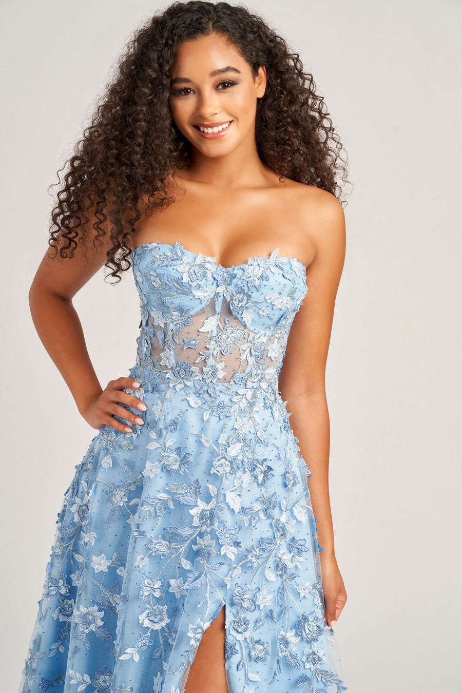 Prom Dresses Glitter Long Formal Prom Dress Light Blue