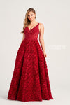 Prom Dresses Applique Long Formal Prom Rosette Ball Gown Cranberry