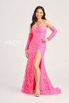 Prom Dresses Sequin Long Formal Mermaid Prom Dress Neon Pink