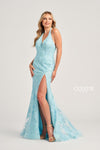 Prom Dresses Mermaid Long Prom Halter Formal Dress Aqua