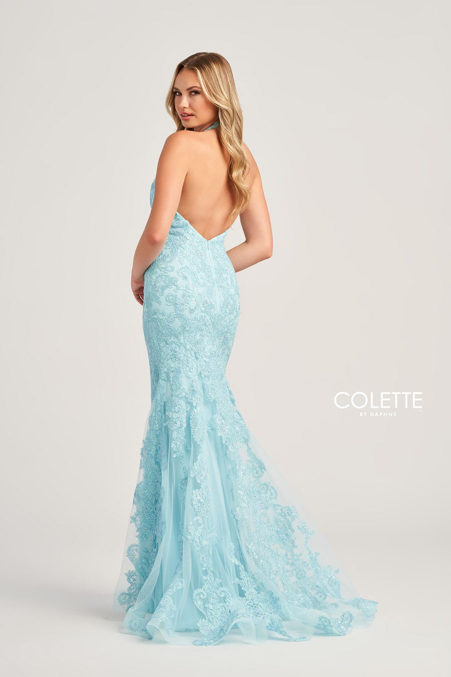 Prom Dresses Mermaid Long Prom Halter Formal Dress Aqua