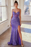 Prom Dresses Sequins Long Prom Dress Purple