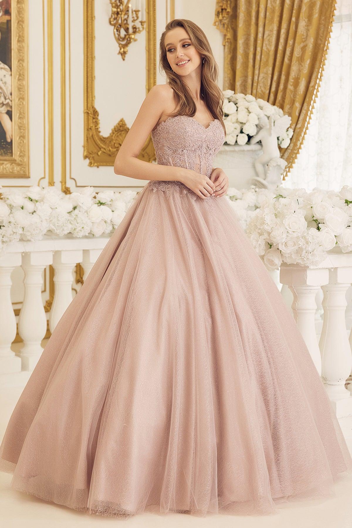 Nox Anabel CU1102 Sweet 16 Long Strapless Quinceanera Dress Mauve