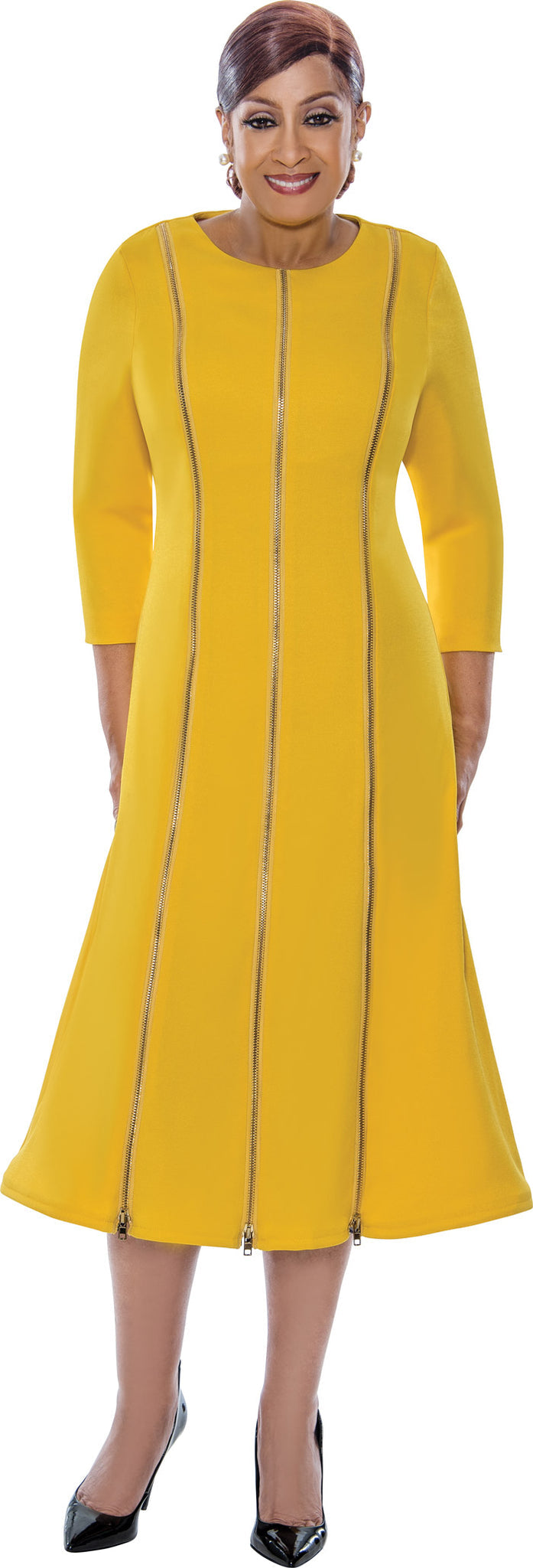 Cocktail Dresses Midi Long Sleeve Cocktail Dress Yellow