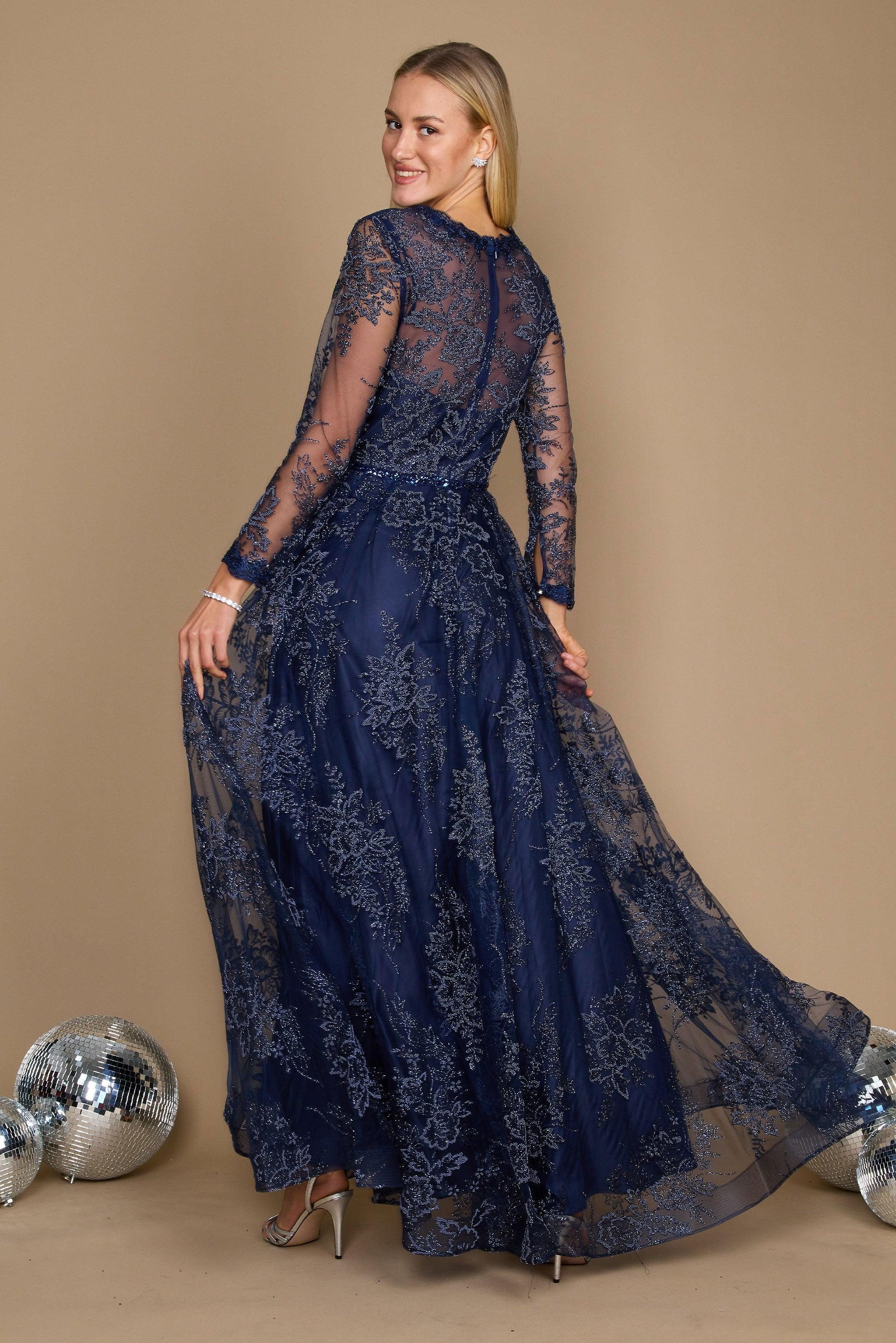 Navy long sleeve formal hot sale dress