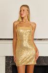 Cocktail Dresses Short Gold Sequin Mini Cocktail Dress  Gold