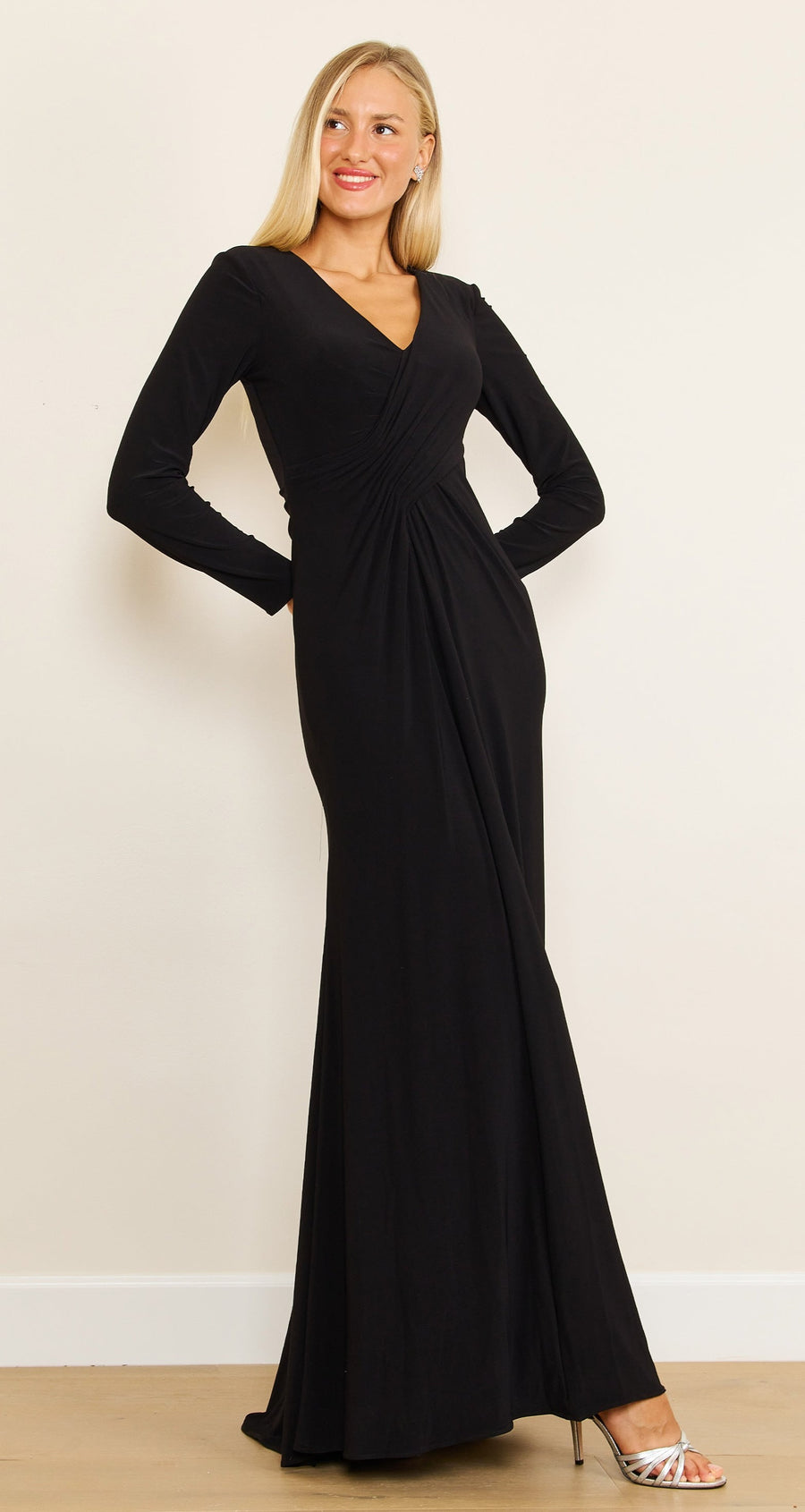 Formal Dresses Long Formal Stretch Evening Long Sleeve Dress Black