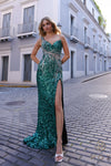 Prom Dresses Long Prom Sequins Gown Green