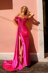 Prom Dresses Fitted Overlay Long Prom Dress Fuchsia