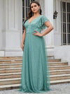 Plus Size A-Line Long V-Neck Formal Dress