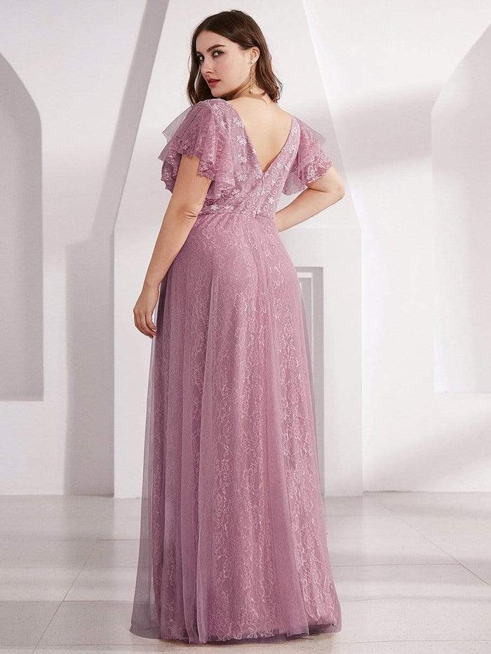 Plus Size A-Line Long V-Neck Formal Dress