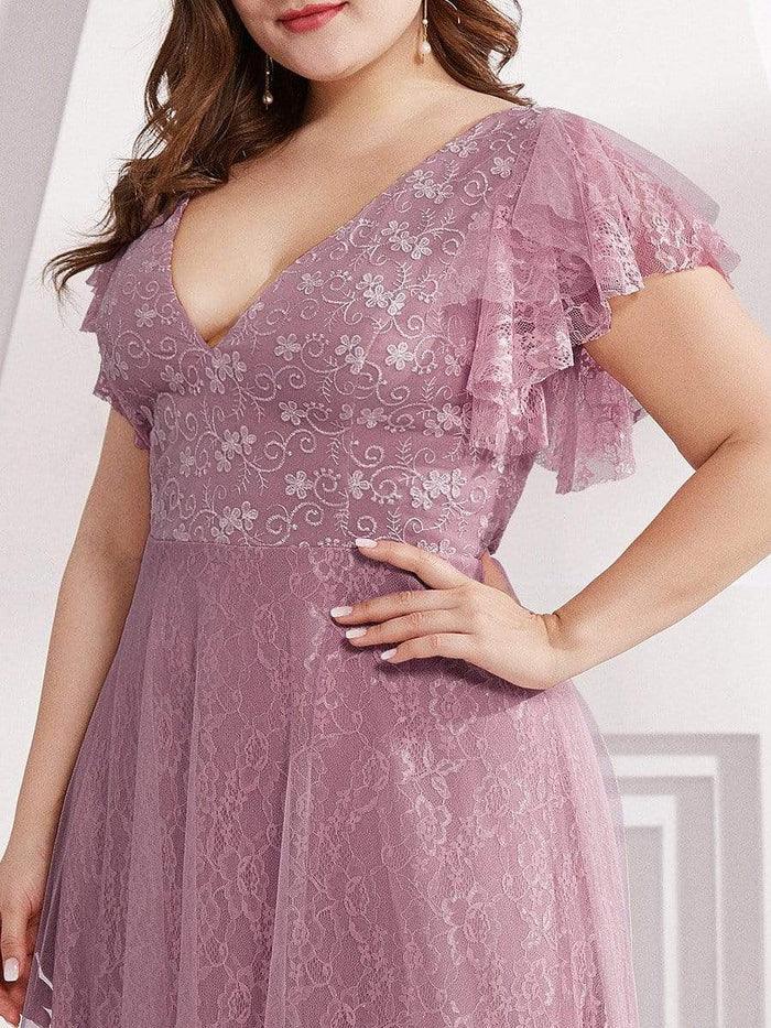 Plus Size A-Line Long V-Neck Formal Dress