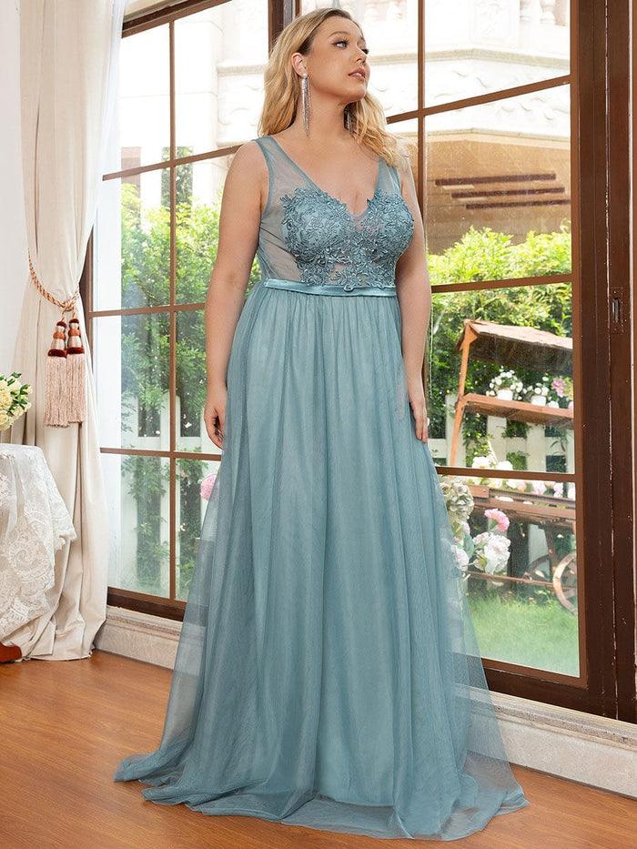 Plus Size A-Line Sleeveless Long Formal Dress