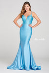 Prom Dresses Beaded Long Formal Fitted Prom Gown Powder Blue