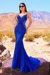 Prom Dresses Beaded Mermaid Long Formal Prom Dress Royal Blue