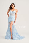 Prom Dresses Long Formal Mermaid Glitter Prom Dress Light Blue