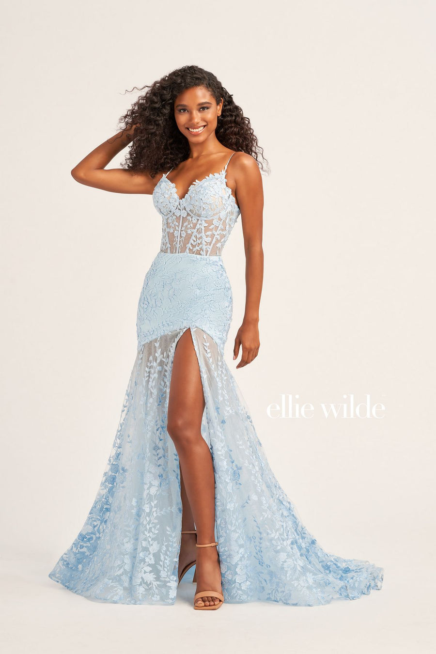 Prom Dresses Long Formal Mermaid Glitter Prom Dress Light Blue