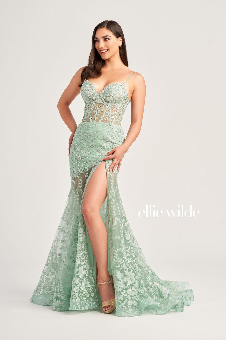 Prom Dresses Long Formal Mermaid Glitter Prom Dress Sage