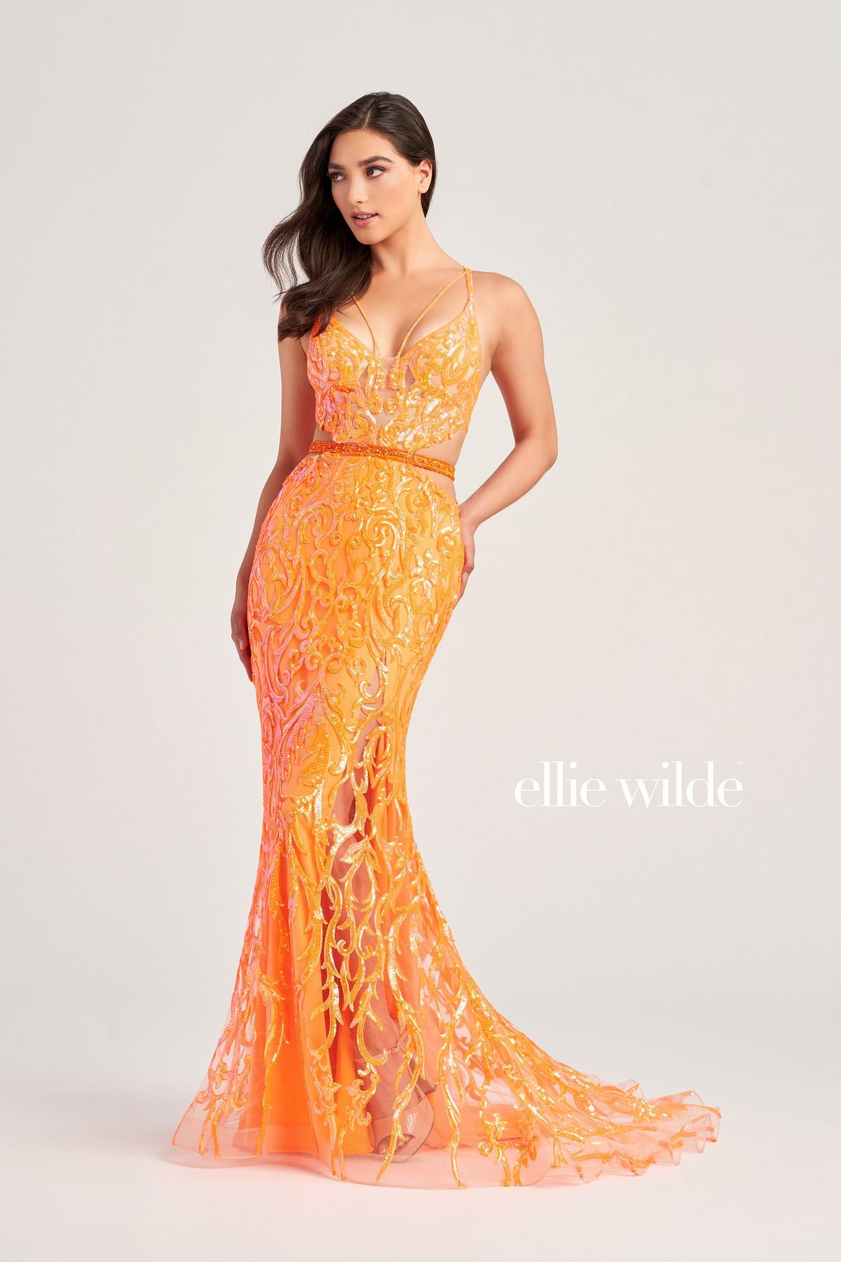 Prom Dresses Long Beaded Formal Fitted Prom Dress Orange