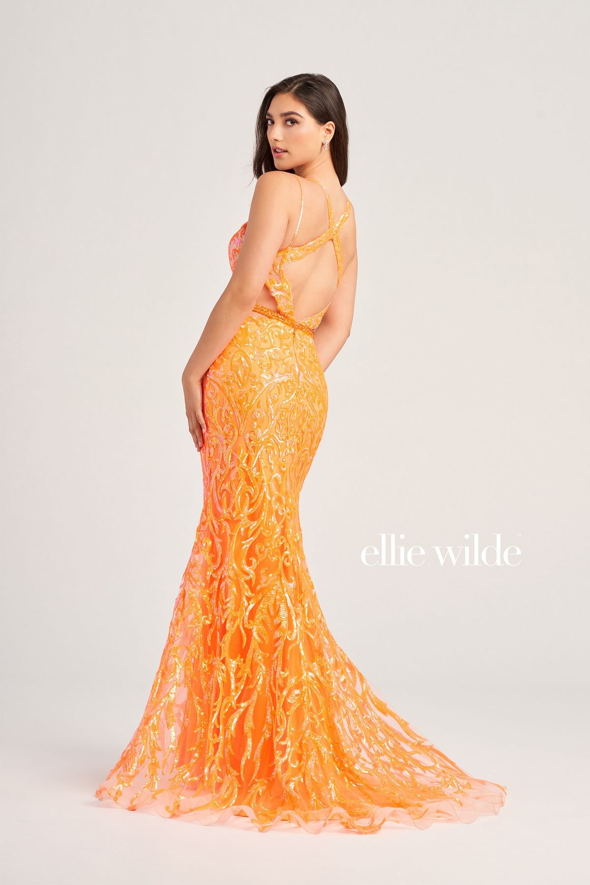 Prom Dresses Long Beaded Formal Fitted Prom Dress Orange