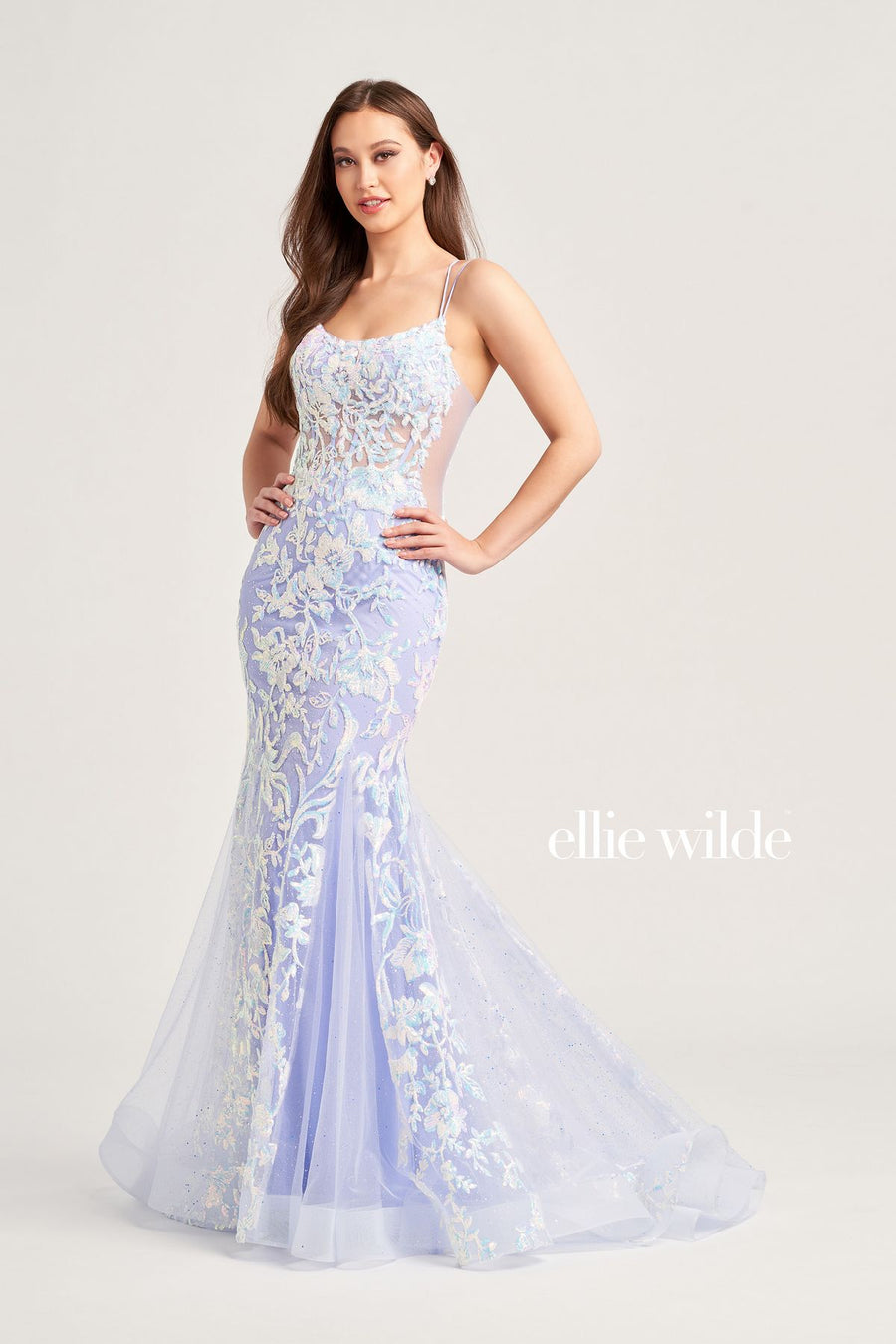 Prom Dresses Long Mermaid Glitter Prom Gown Periwinkle/Opal