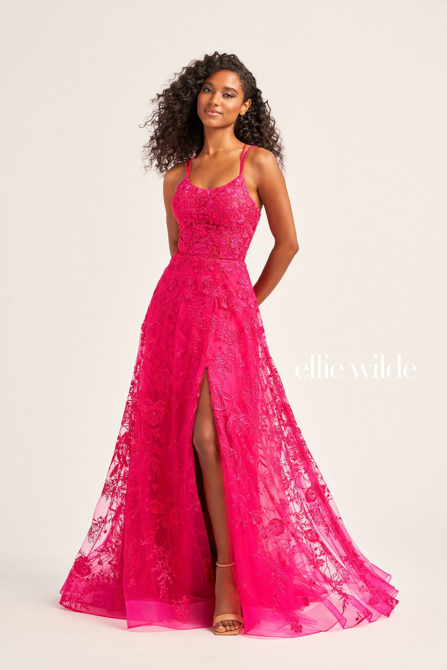 Prom Dresses Long Formal Beaded Slit Prom Dress Magenta