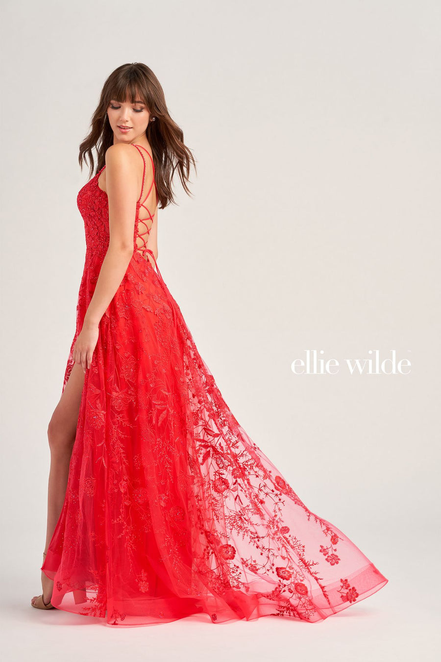 Prom Dresses Long Formal Beaded Slit Prom Dress Strawberry