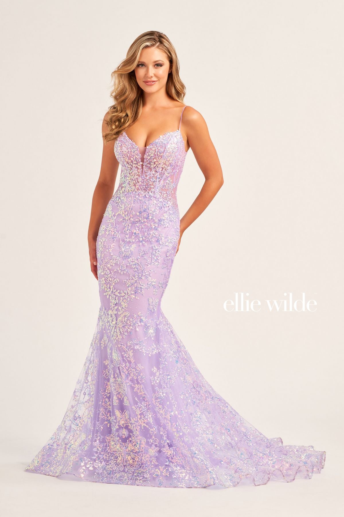 Prom Dresses Prom Fitted Formal Glitter Long Gown Lilac