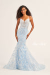 Prom Dresses Prom Fitted Formal Glitter Long Gown Light Blue