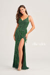 Prom Dresses Long Formal Beaded Slit Prom Gown Emerald