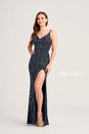 Prom Dresses Long Formal Beaded Slit Prom Gown Midnight