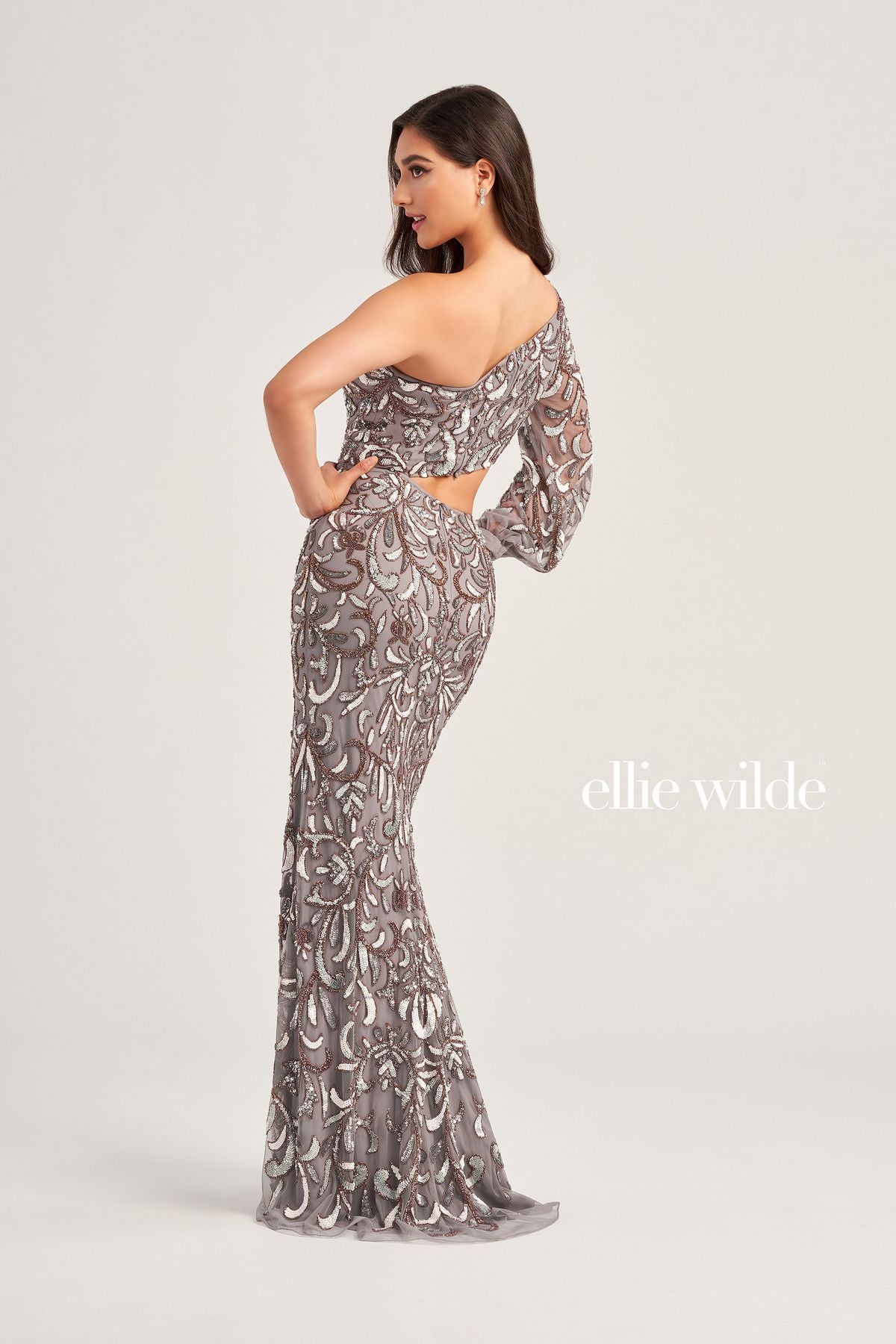 Prom Dresses Long Formal Fitted Sequin Prom Dress Gray/Bronze