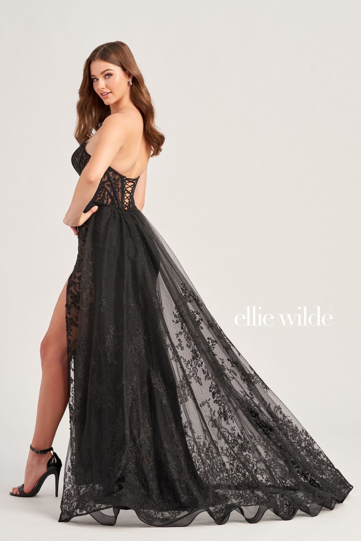 Prom Dresses Long Formal Glitter Overskirt Prom Dress Black