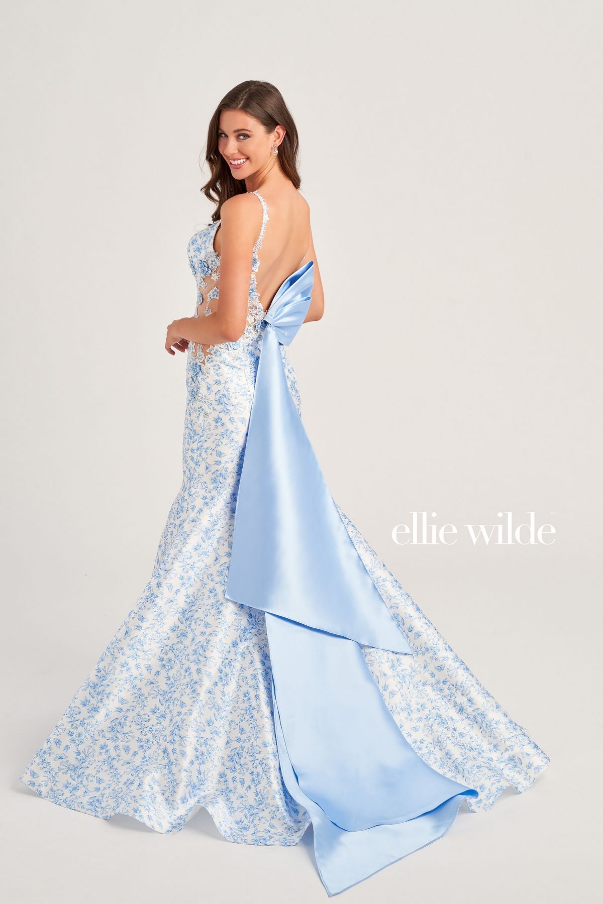 Prom Dresses Long Formal Mermaid Overskirt Prom Gown White/Blue