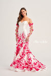 Prom Dresses Mermaid Applique Prom Long Dress White/Hot Pink