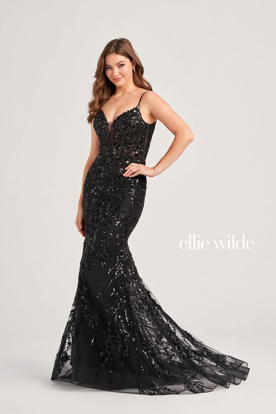 Prom Dresses Fitted Formal Glitter Prom Long Gown Black