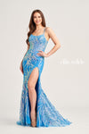 Prom Dresses Long Formal Beaded Mermaid Prom Gown Cerulean Blue