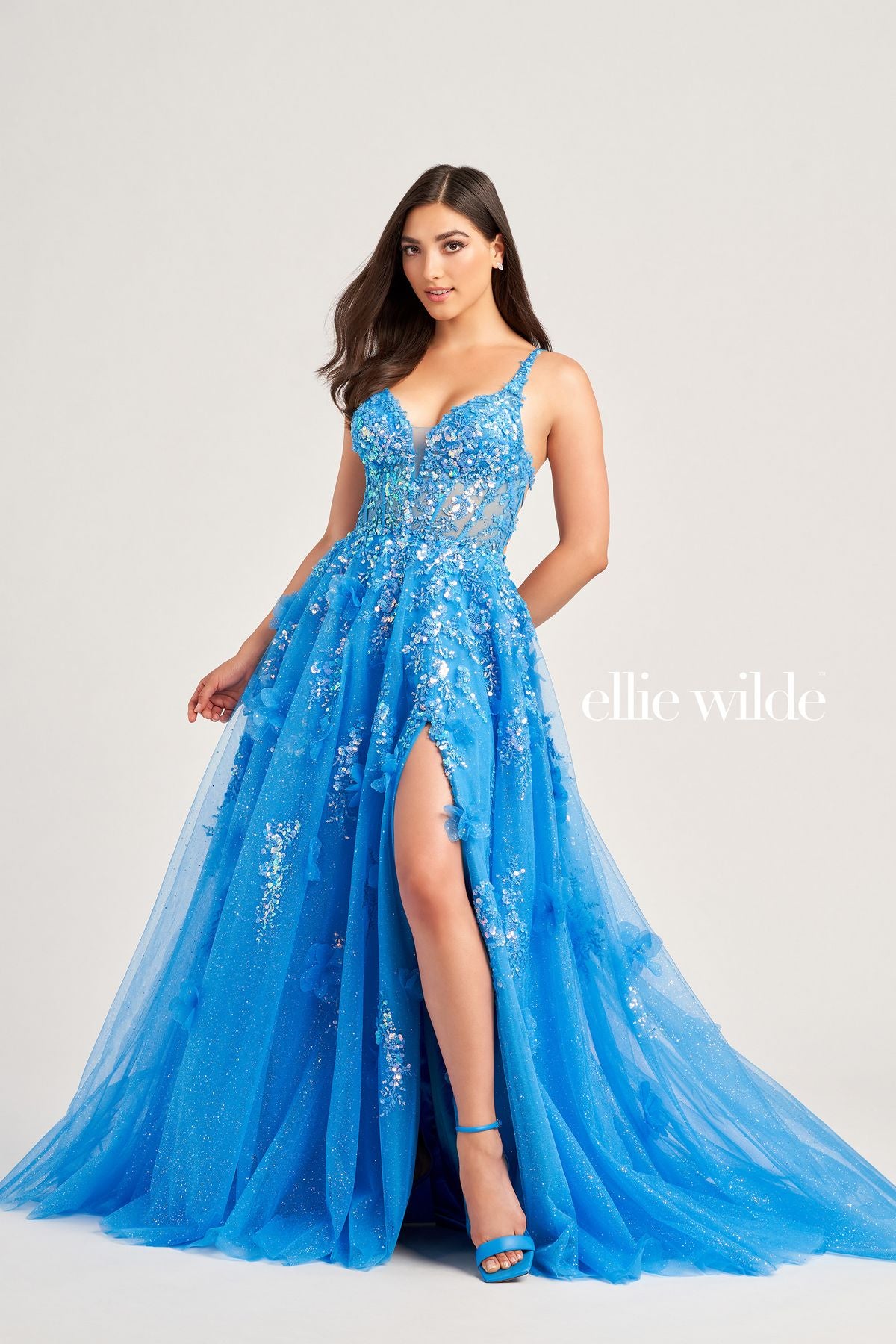 Prom Dresses Prom Long Glitter Ball Gown Cerulean Blue