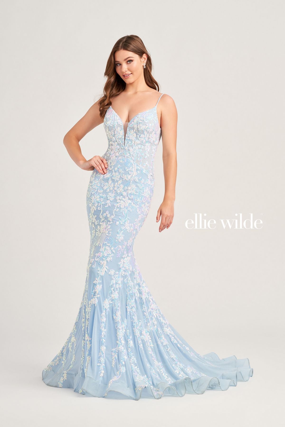 Prom Dresses Long Mermaid Formal Beaded Prom Dress Ice Blue