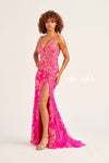 Prom Dresses Fitted Long Formal Sequin Prom Dress Hot Pink