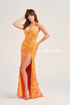 Prom Dresses Fitted Long Formal Sequin Prom Dress Orange