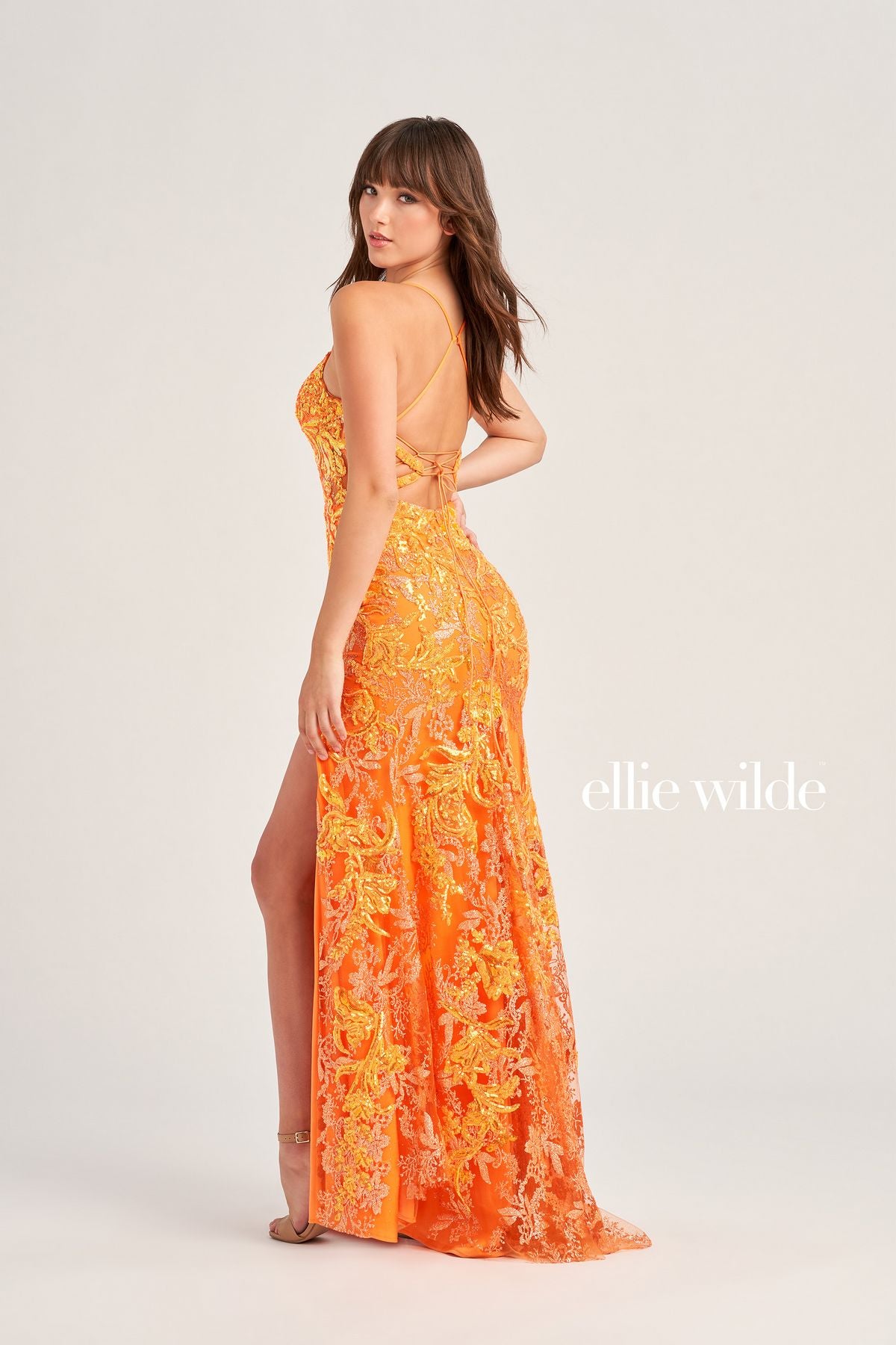 Prom Dresses Fitted Long Formal Sequin Prom Dress Orange