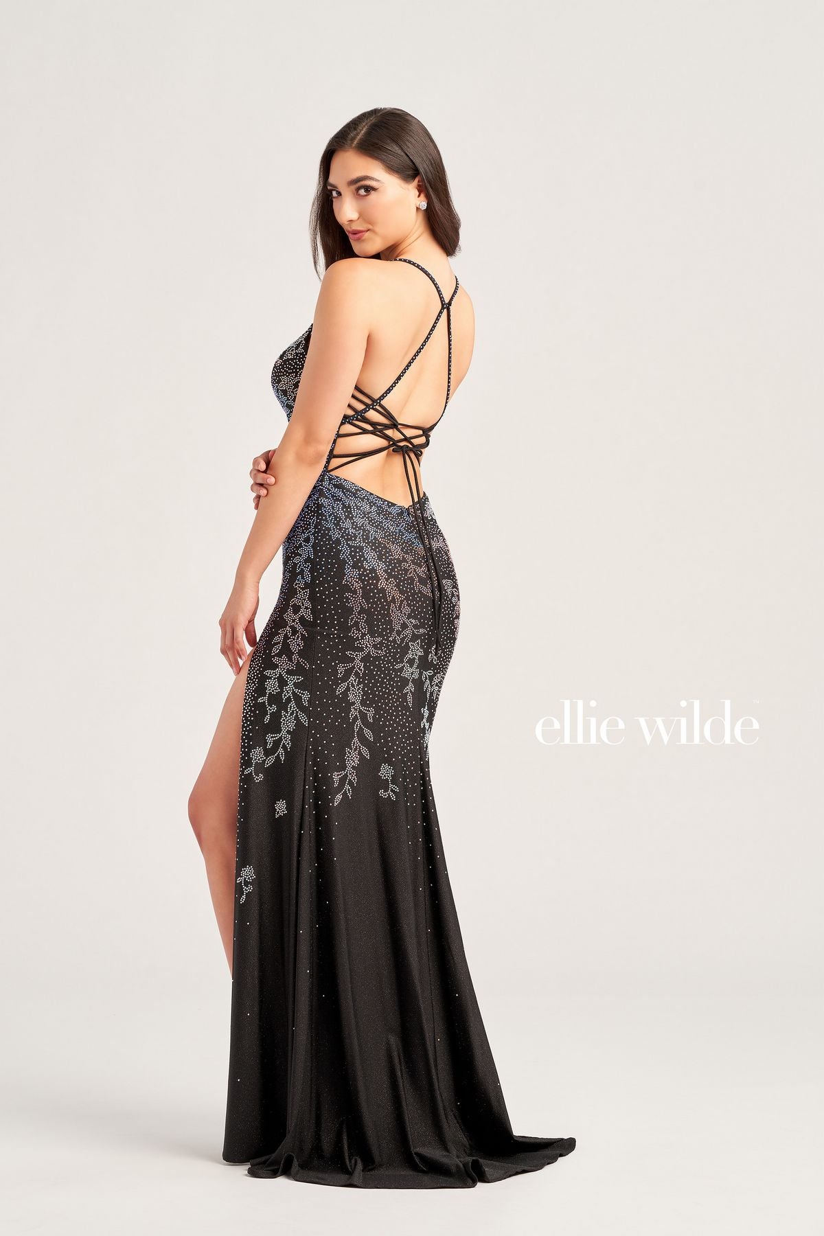 Prom Dresses Long Fitted Formal Slit Prom Dress Black Galaxy