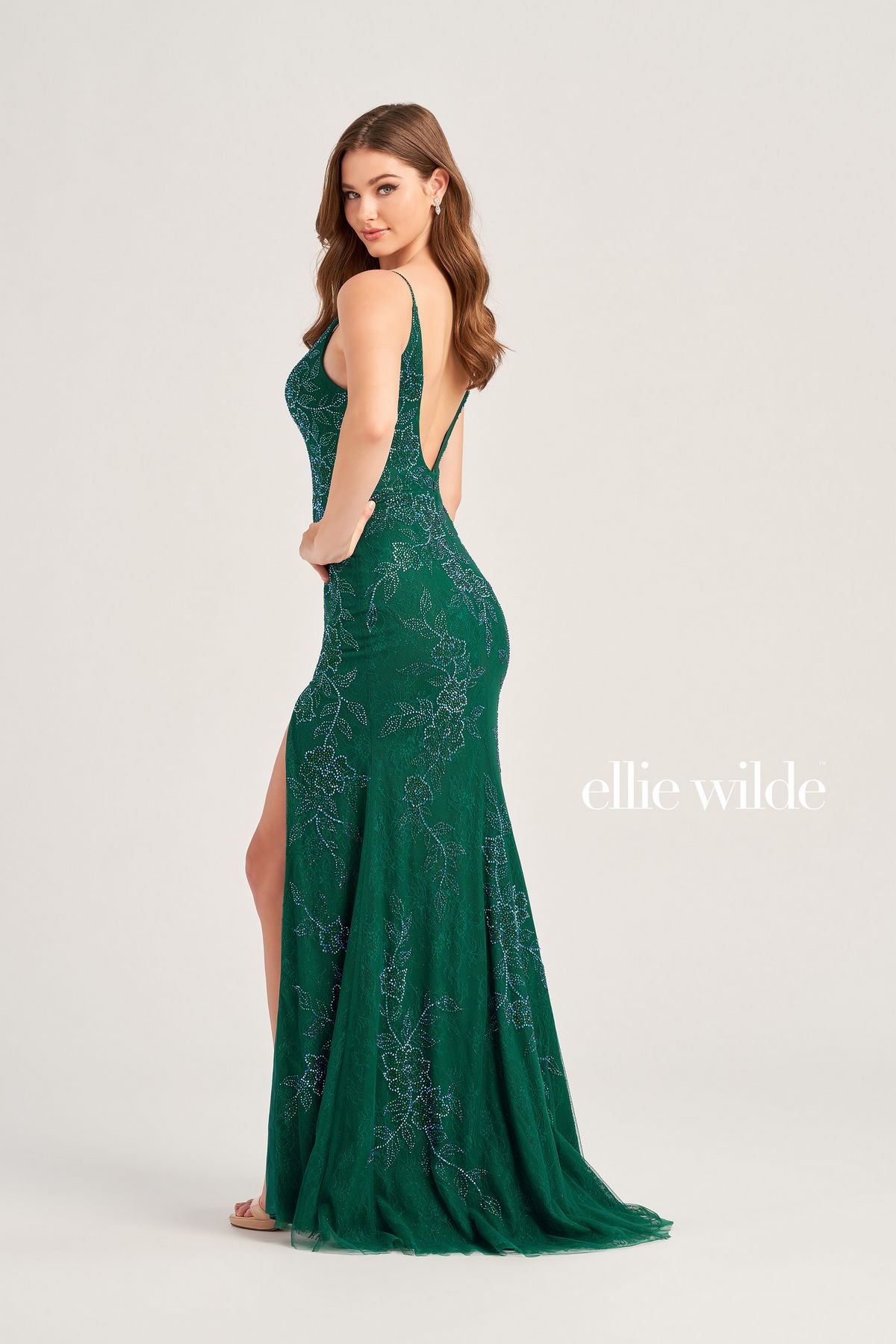 Prom Dresses Formal Fitted Slit Long Prom Gown Emerald