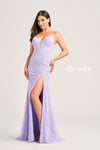 Prom Dresses Formal Fitted Slit Long Prom Gown Lilac