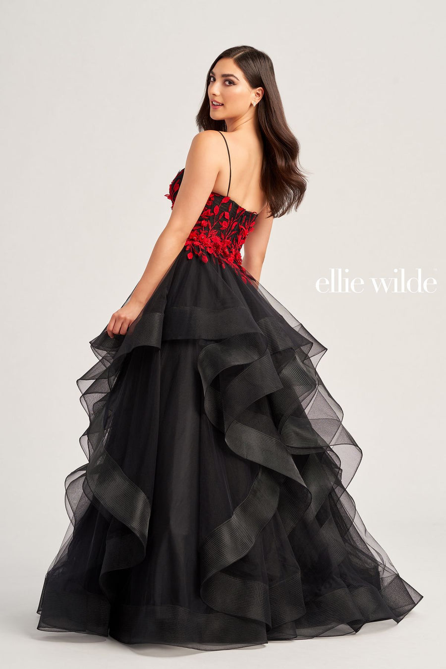 Prom Dresses Long Ball Gown Beaded Applique Prom Dress Black/Red