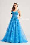 Prom Dresses Prom Long Beaded Applique Ball Gown Cerulean Blue