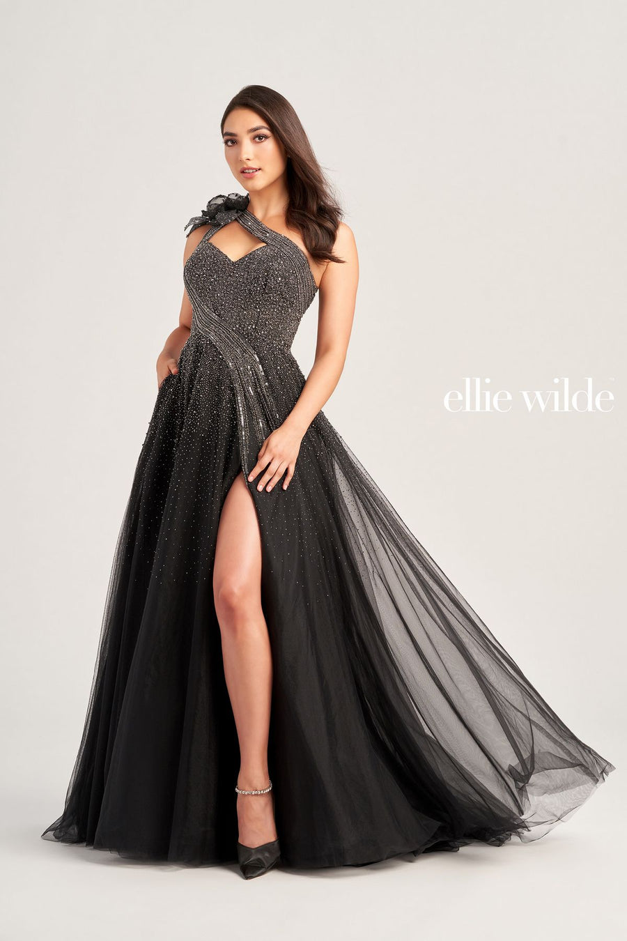 Prom Dresses Long Ball Gown Beaded Prom Dress Black/Gunmetal