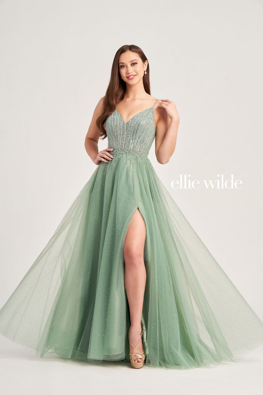 Prom Dresses Long Ball Gown Glitter Pocket Prom Dress Sea Mist