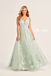 Prom Dresses Long Formal Prom Ball Gown with Detachable Sleeves Whispering Green